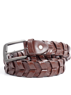 Dark Brown Braided Leather Belt  (BELT-675)