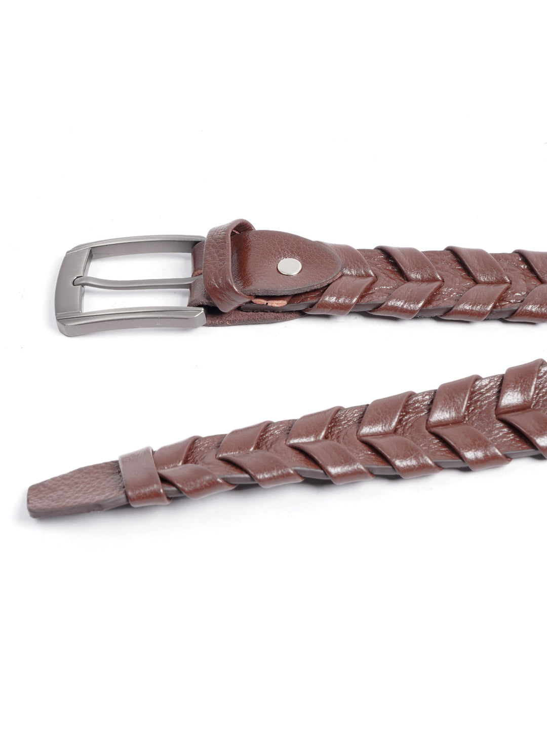 Dark Brown Braided Leather Belt  (BELT-675)