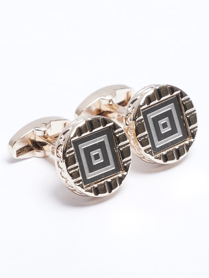 Golden Rounded Contrast Designer Cufflink (CUFFLINK-676)