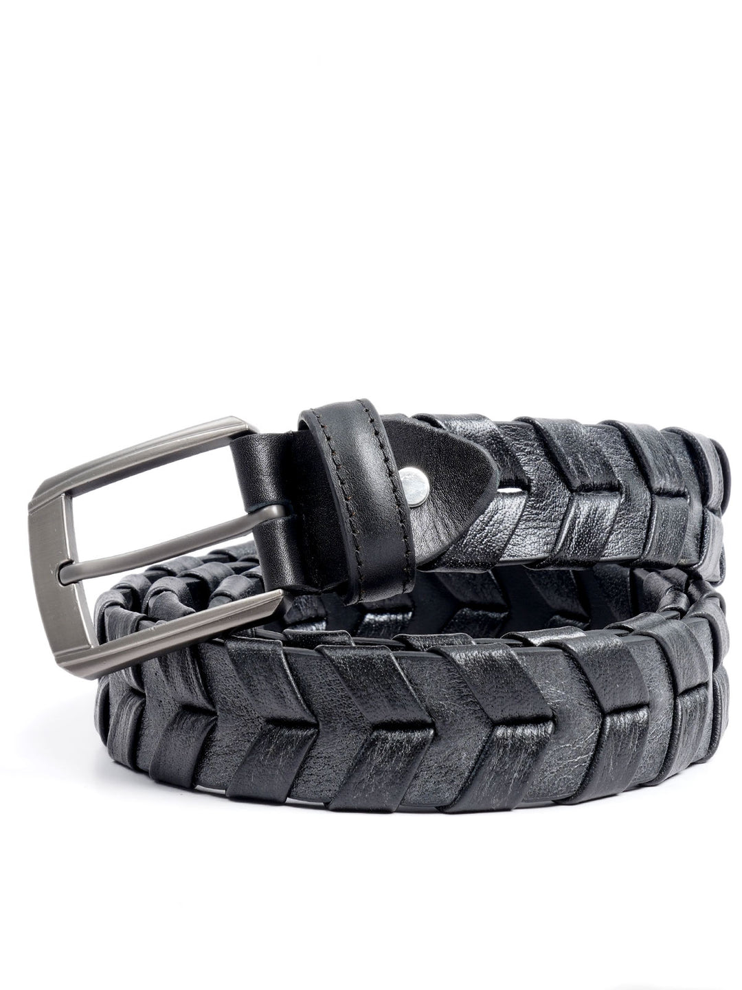 Black Braided Leather Belt  (BELT-676)