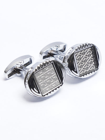 Silver Contrast Designer Cufflink (CUFFLINK-677)