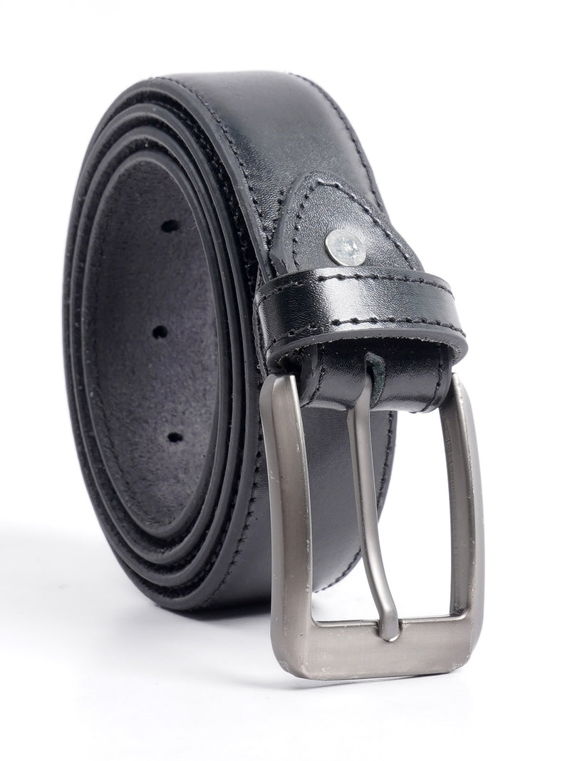 Black Plain Leather Belt  (BELT-677)
