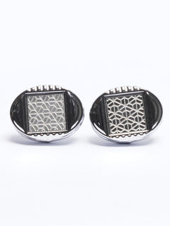 Silver Contrast Designer Cufflink (CUFFLINK-677)