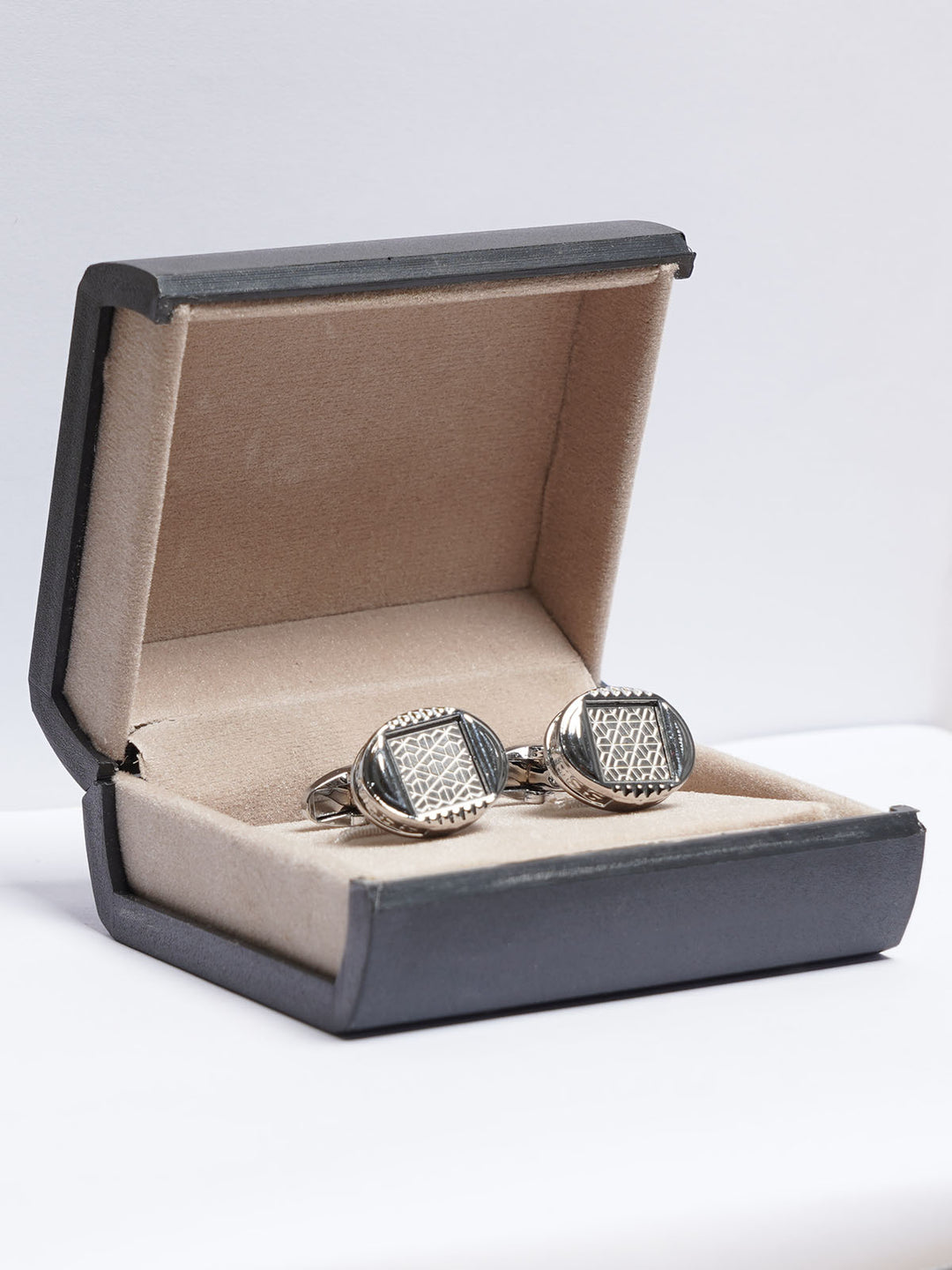 Silver Contrast Designer Cufflink (CUFFLINK-677)