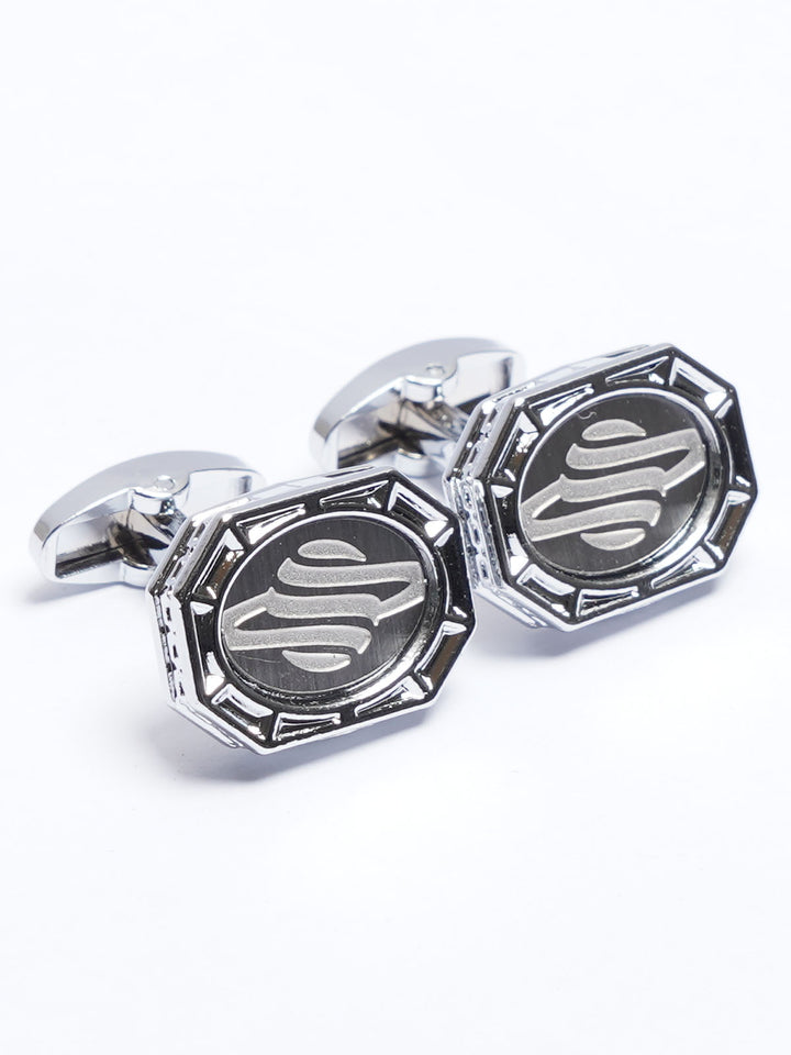 Silver Contrast Designer Cufflink (CUFFLINK-680)