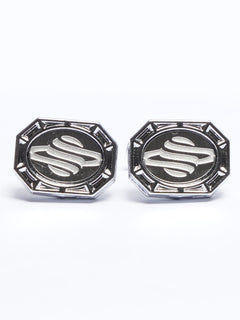 Silver Contrast Designer Cufflink (CUFFLINK-680)