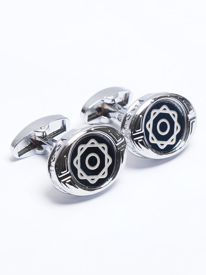 Silver Contrast Designer Cufflink (CUFFLINK-682)