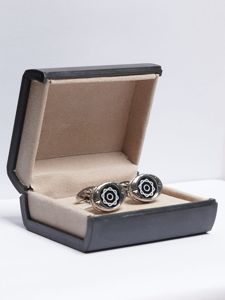 Silver Contrast Designer Cufflink (CUFFLINK-682)