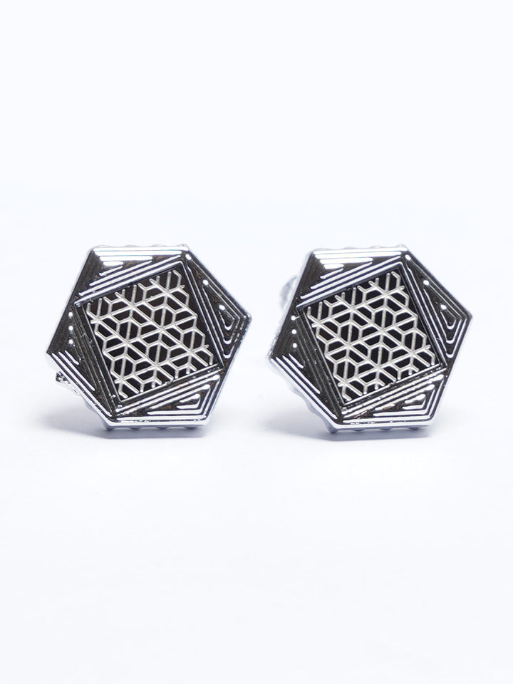 Silver Contrast Designer Cufflink (CUFFLINK-684)