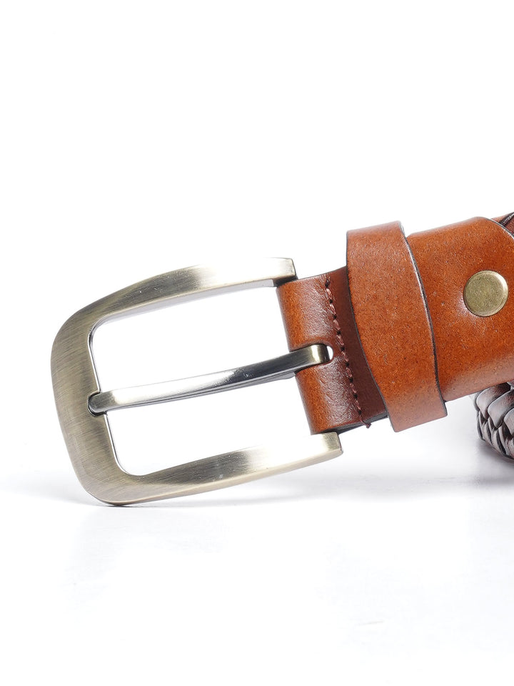 Light Brown Weaving Design Leather Belt  (BELT-684)