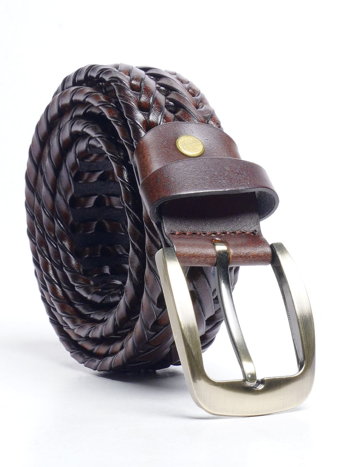 Maroon Weaving Design Leather Belt  (BELT-685)