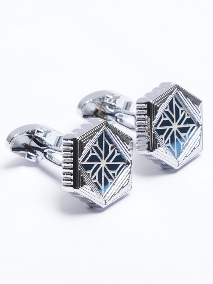 Silver Contrast Designer Cufflink (CUFFLINK-686)