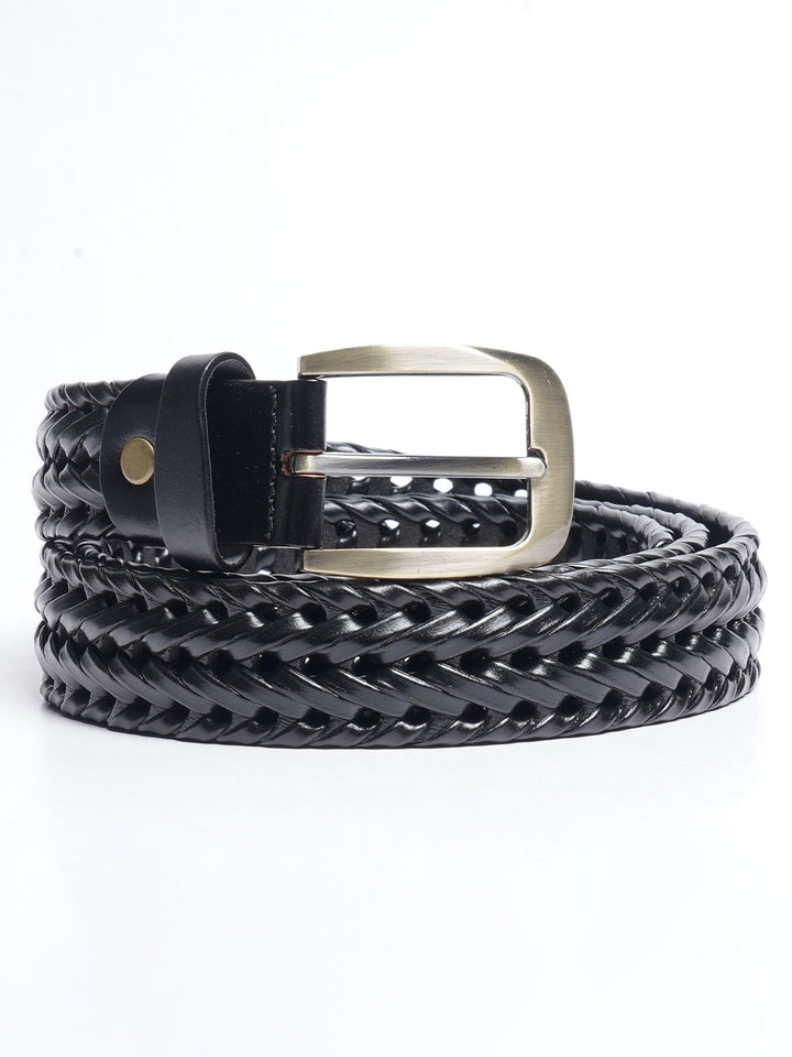 Black Weaving Design Leather Belt  (BELT-686)