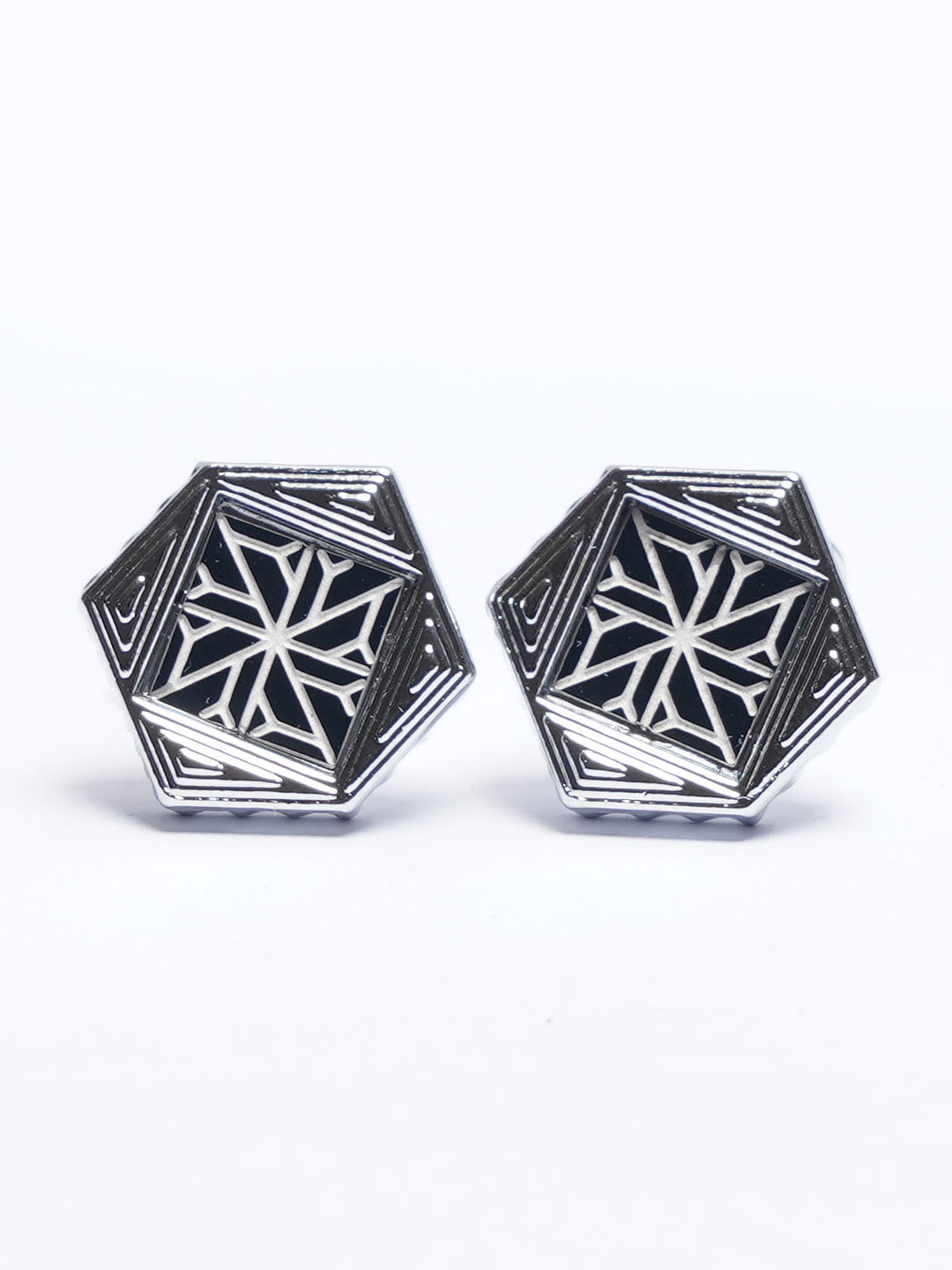 Silver Contrast Designer Cufflink (CUFFLINK-686)