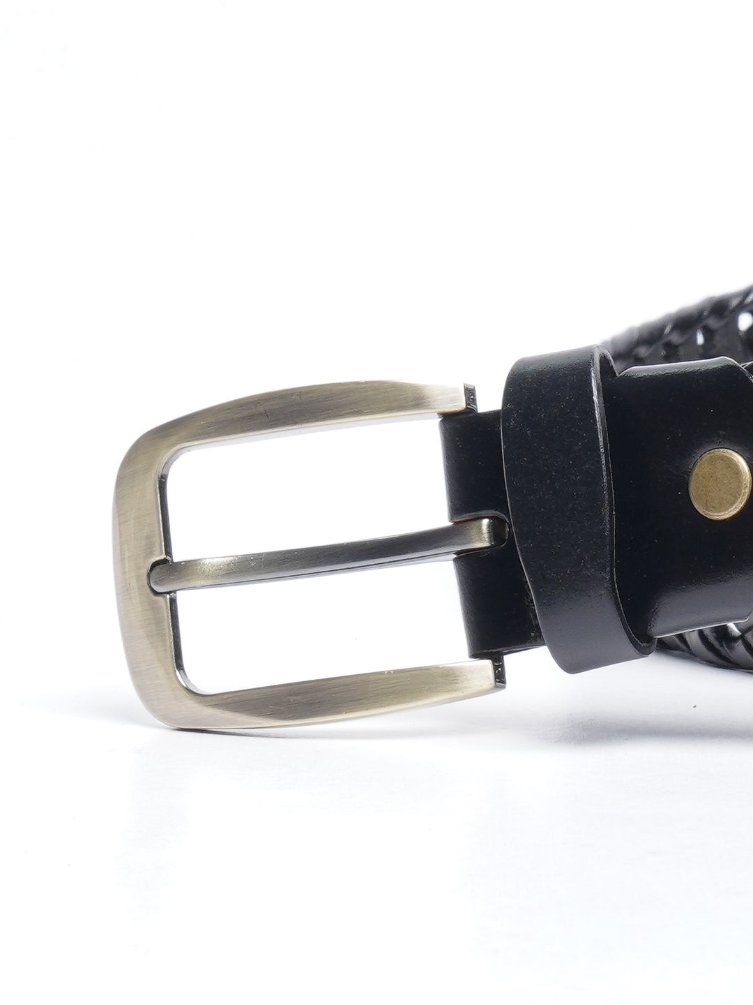 Black Weaving Design Leather Belt  (BELT-686)