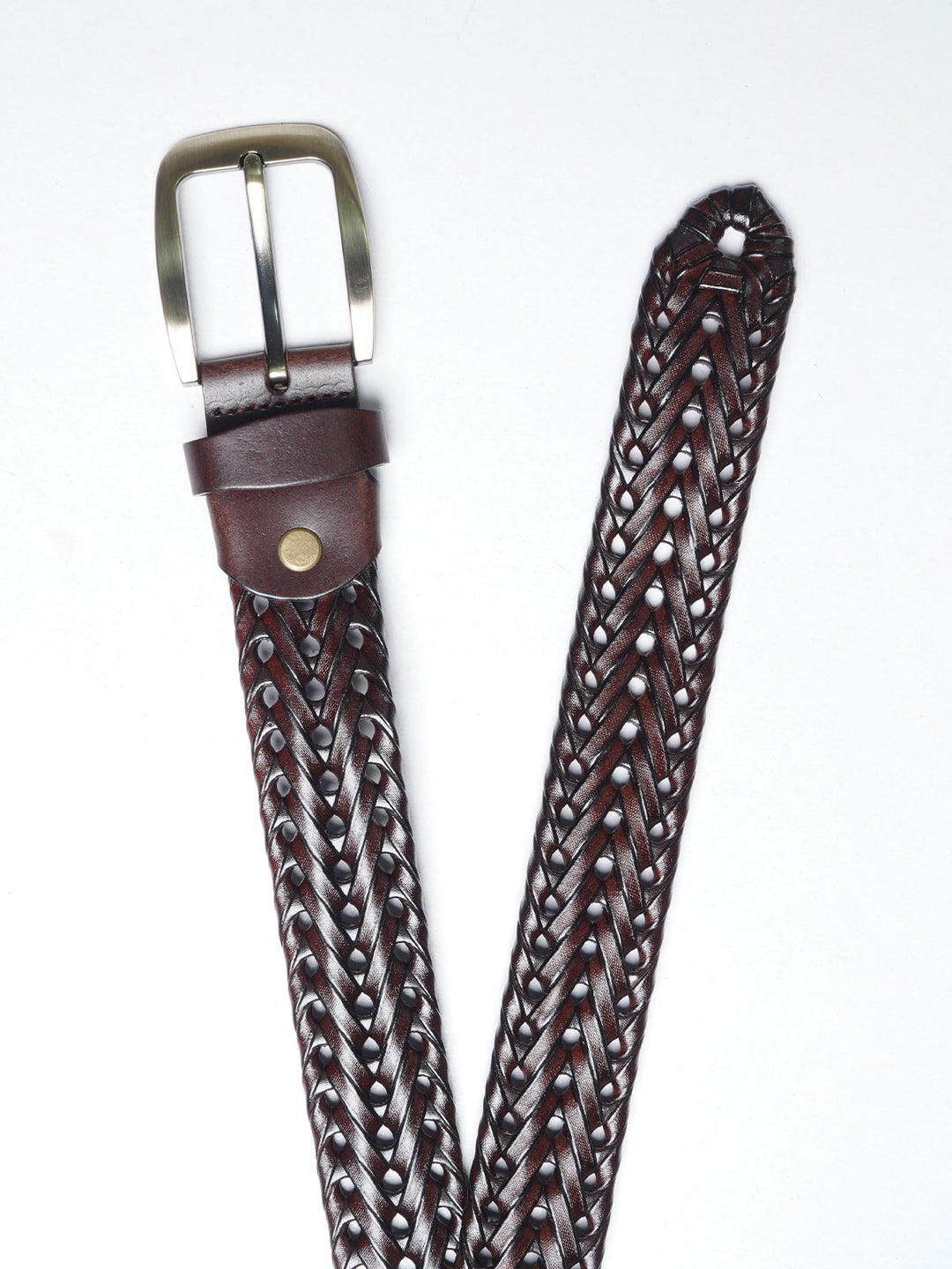 Dark Brown Weaving Design Leather Belt  (BELT-687)