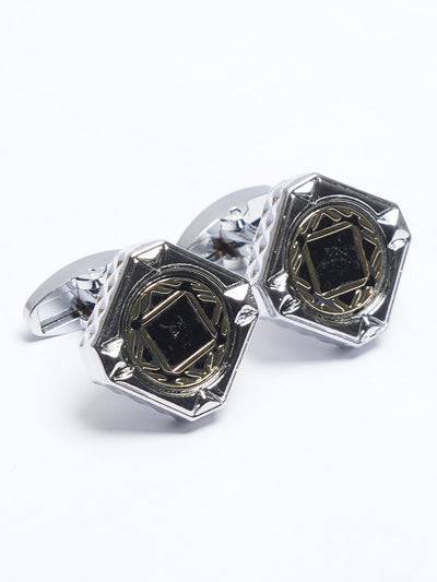 Silver Square Contrast Designer Cufflink (CUFFLINK-691)