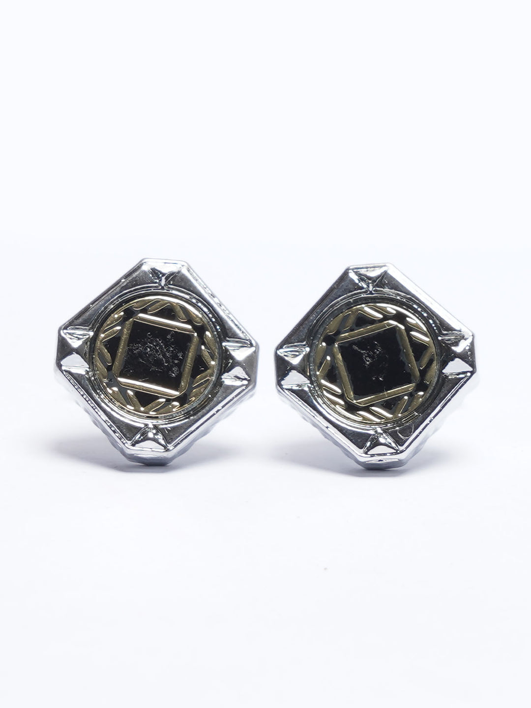 Silver Square Contrast Designer Cufflink (CUFFLINK-691)