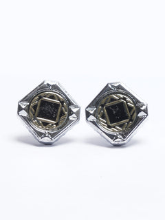 Silver Square Contrast Designer Cufflink (CUFFLINK-691)