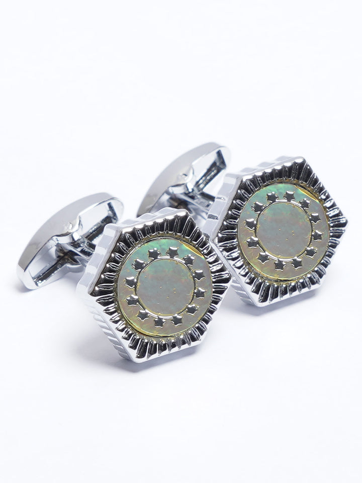 Silver Contrast Designer Cufflink (CUFFLINK-693)