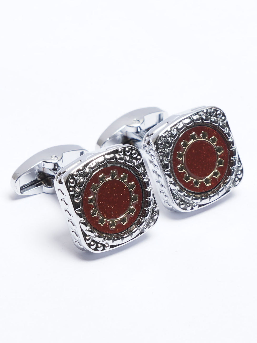 Silver Square Contrast Designer Cufflink (CUFFLINK-695)