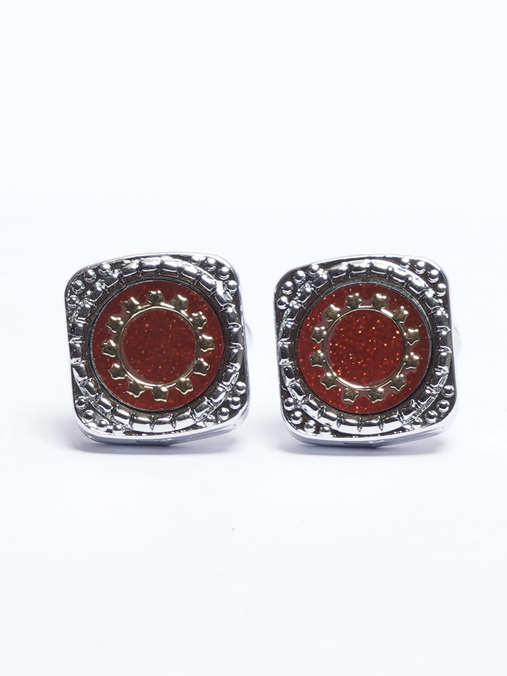 Silver Square Contrast Designer Cufflink (CUFFLINK-695)