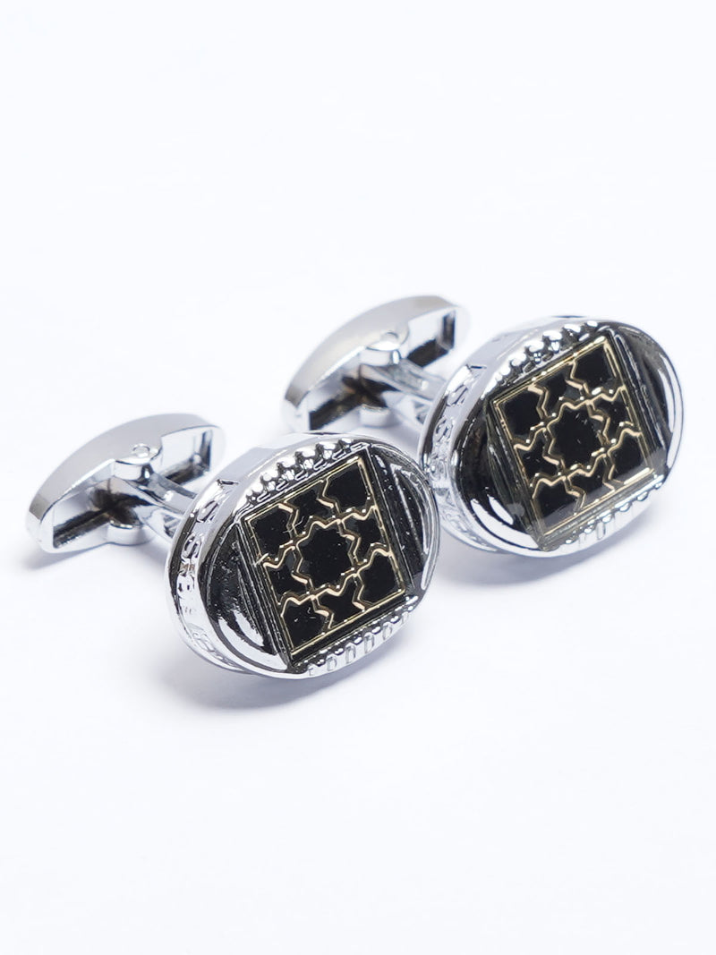 Silver Contrast Designer Cufflink (CUFFLINK-696)