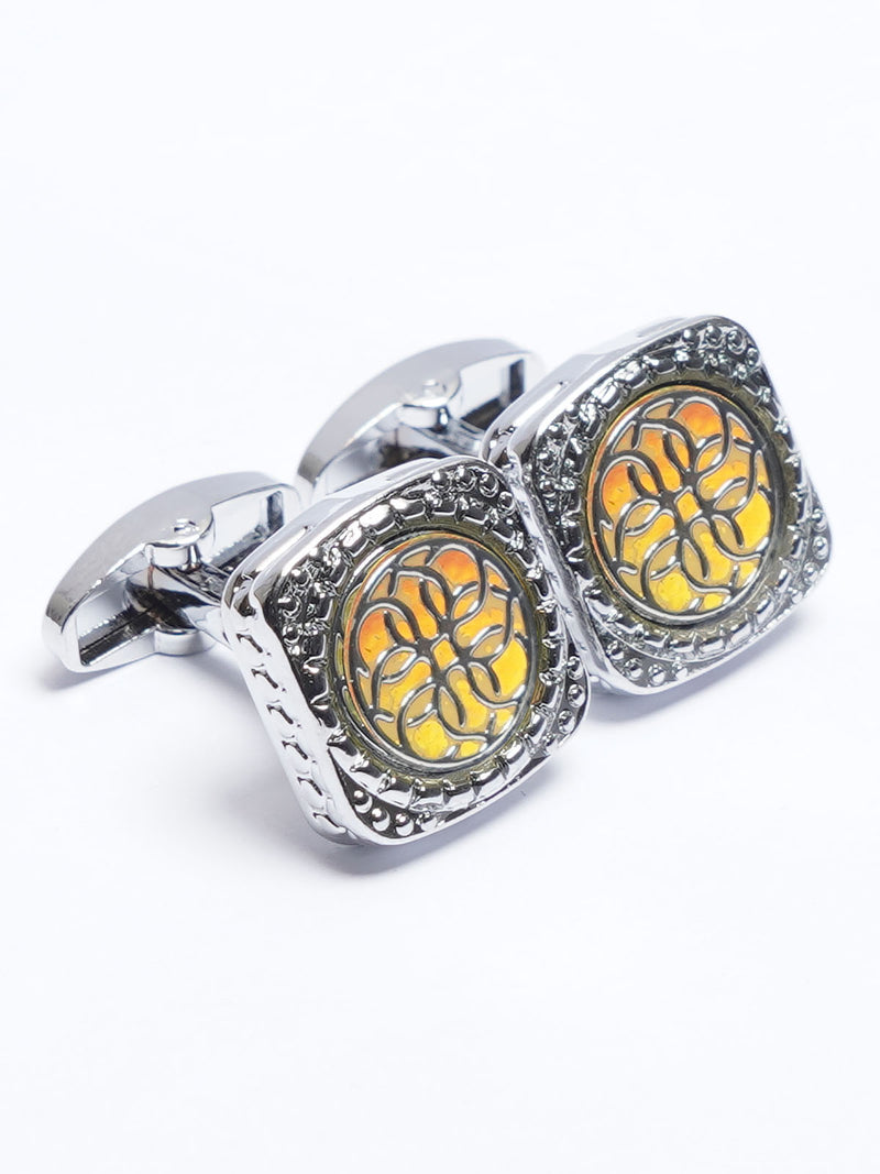 Silver Square Contrast Designer Cufflink (CUFFLINK-697)