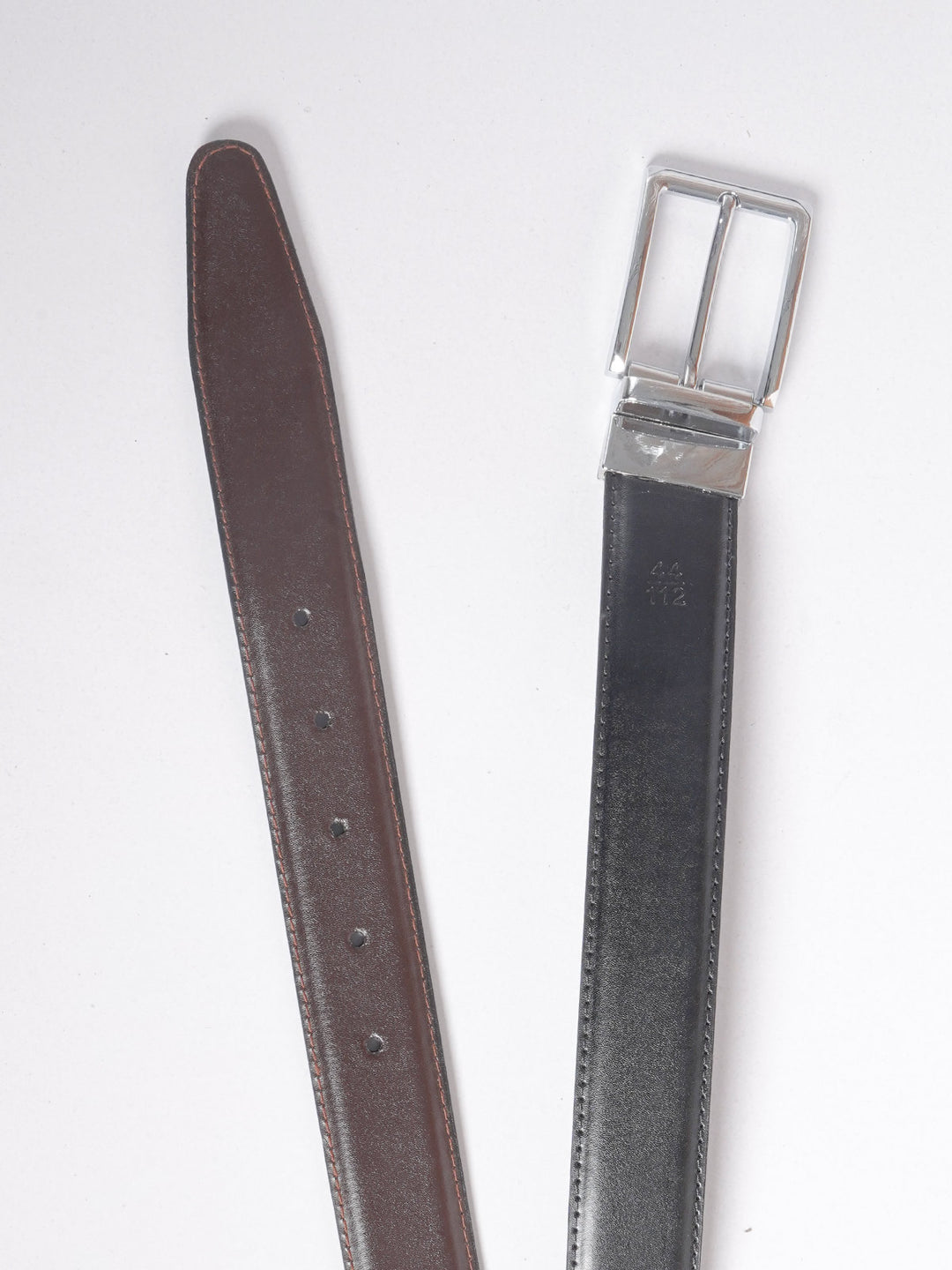 Dark Brown & Black Plain Leather Belt  (BELT-698)