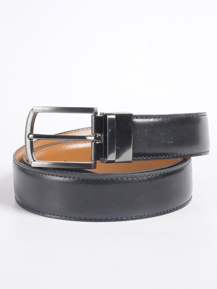 Light Brown & Black Plain Leather Belt  (BELT-699)