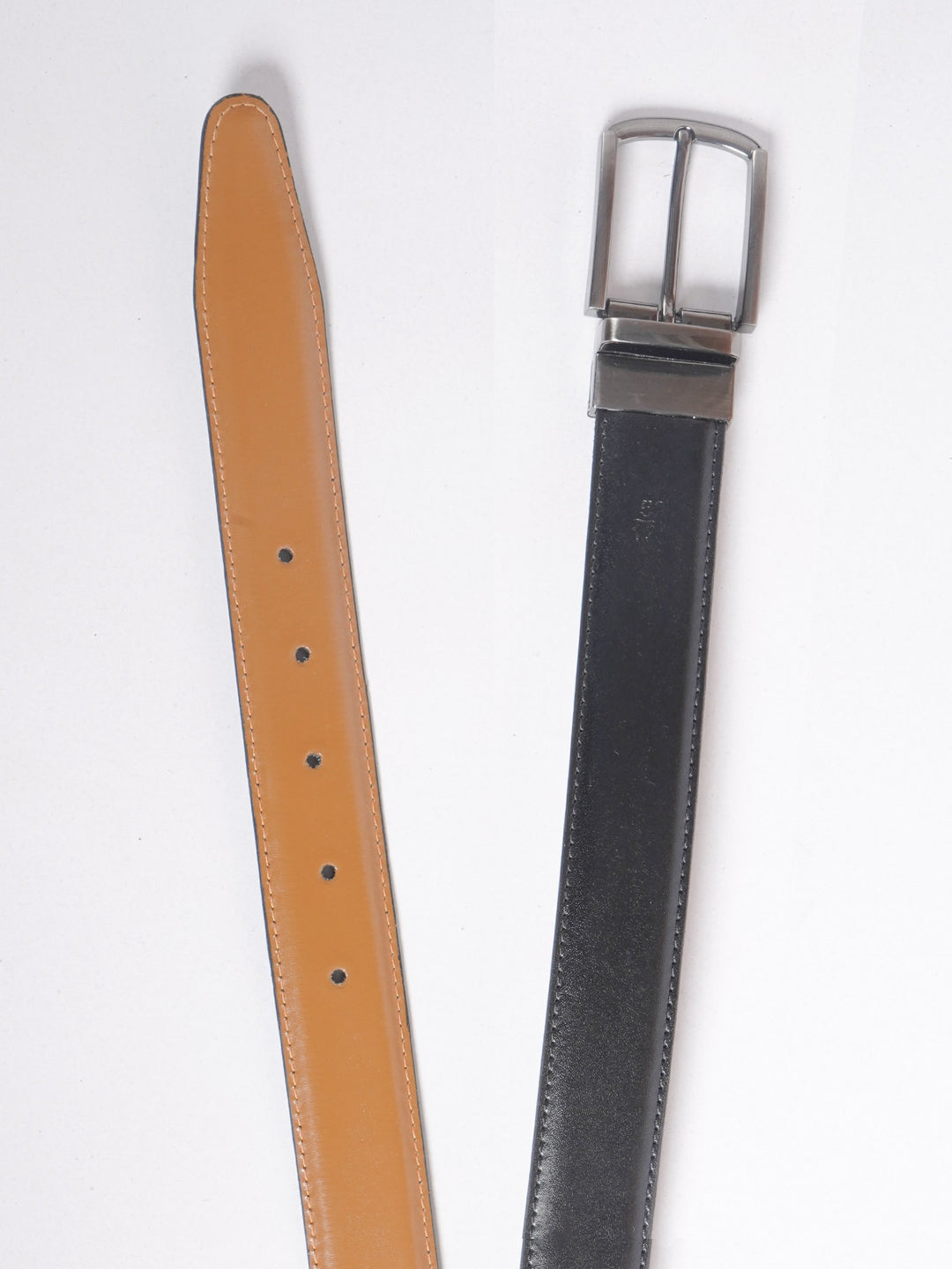 Light Brown & Black Plain Leather Belt  (BELT-699)