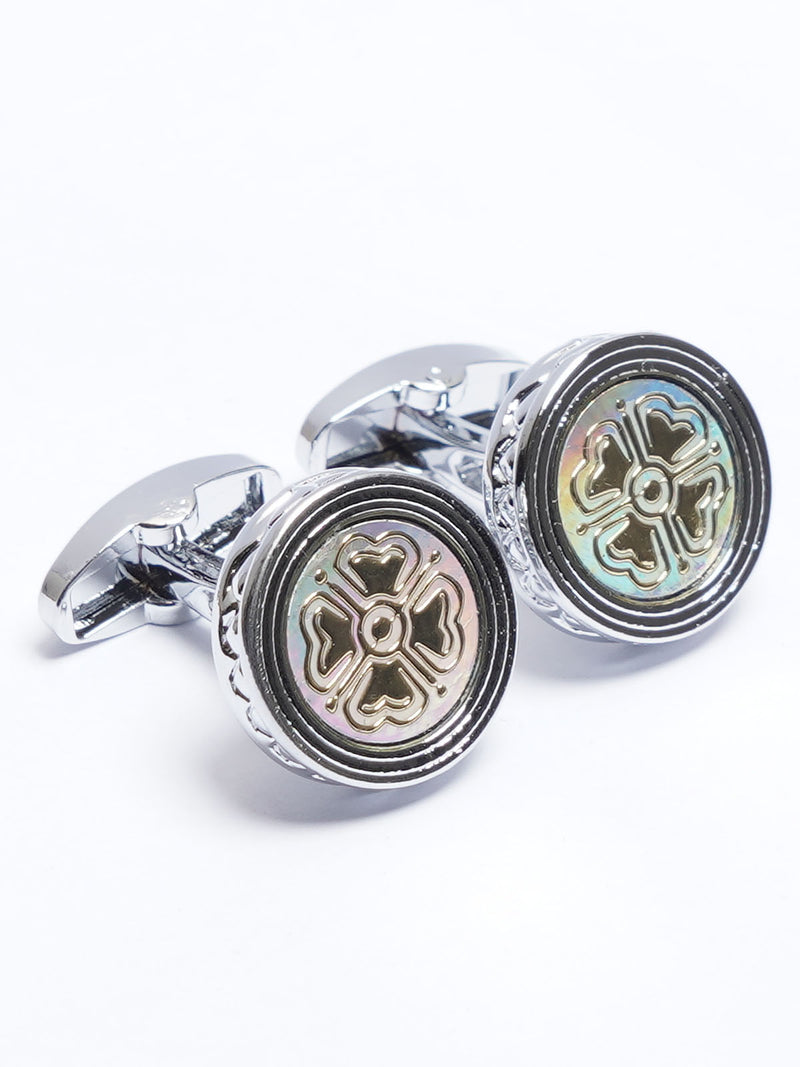 Silver Rounded Contrast Designer Cufflink (CUFFLINK-702)