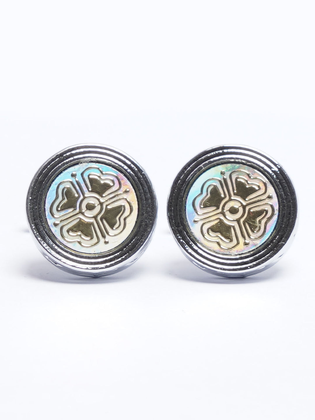 Silver Rounded Contrast Designer Cufflink (CUFFLINK-702)