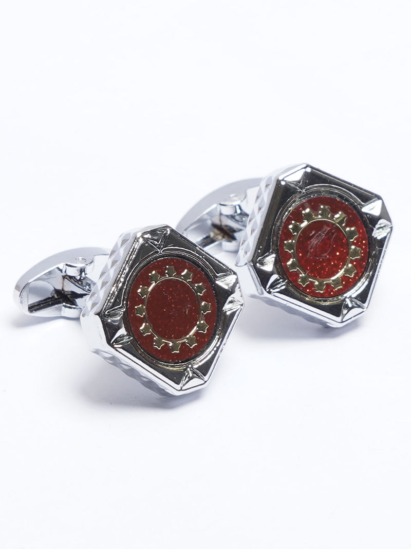 Silver Contrast Designer Cufflink (CUFFLINK-703)