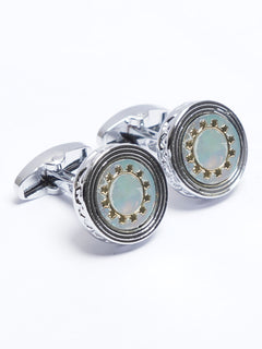 Silver Rounded Contrast Designer Cufflink (CUFFLINK-706)