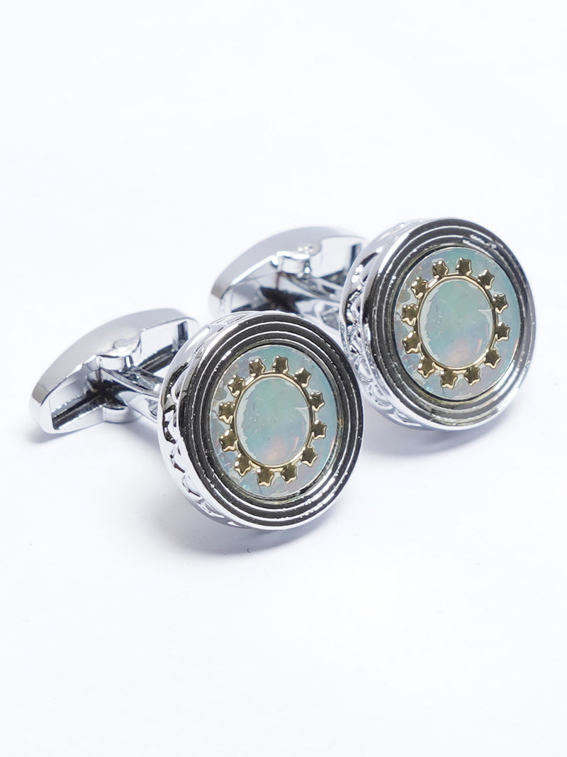 Silver Rounded Contrast Designer Cufflink (CUFFLINK-706)