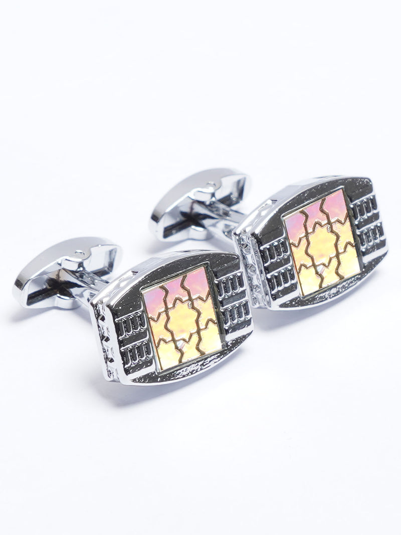 Silver Contrast Designer Cufflink (CUFFLINK-707)