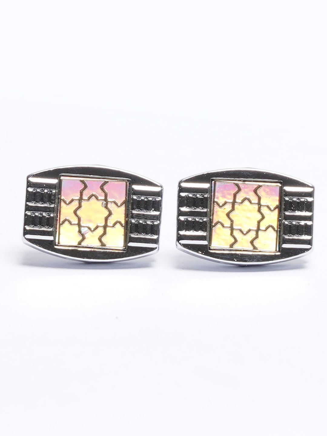 Silver Contrast Designer Cufflink (CUFFLINK-707)