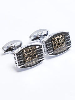 Silver Contrast Designer Cufflink (CUFFLINK-708)