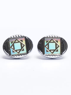 Silver Contrast Designer Cufflink (CUFFLINK-710)