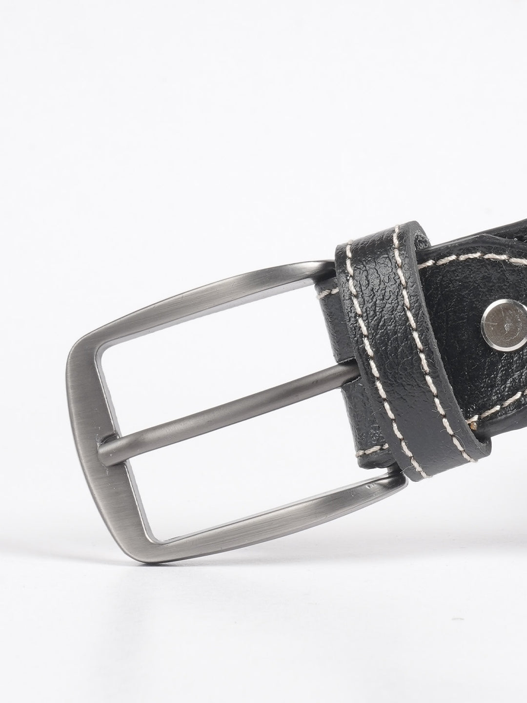 Jet Black Self Textured Leather Belt  (BELT-710)