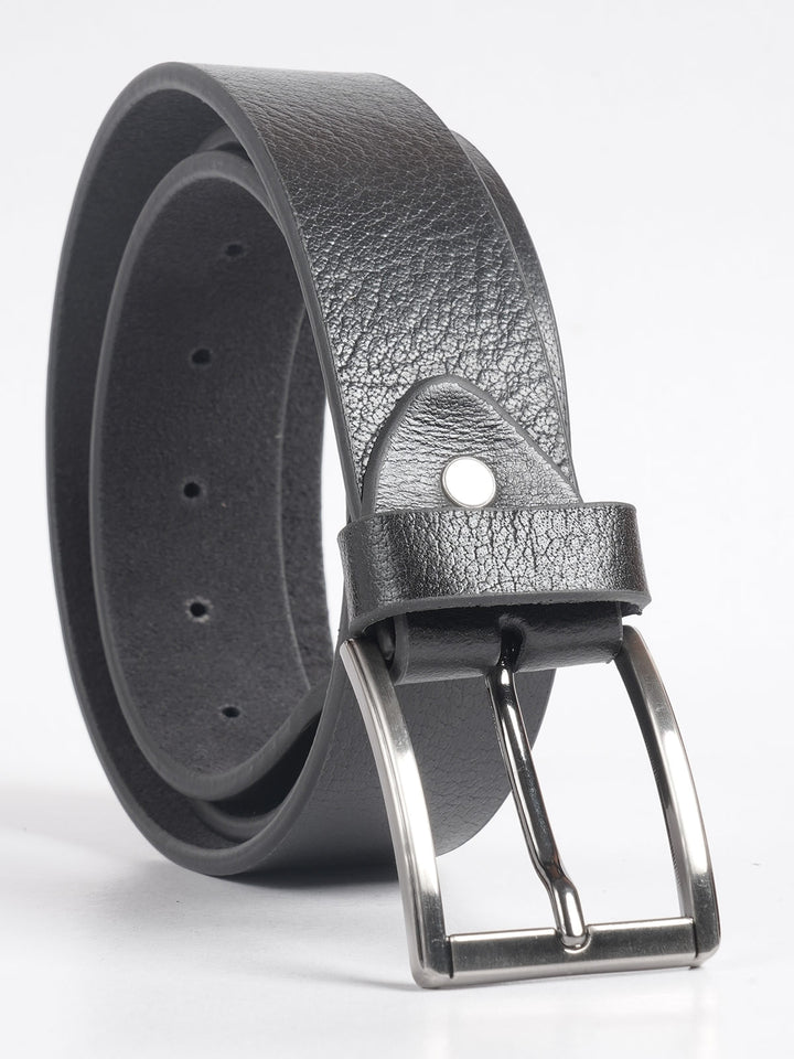 Black Self Textured Leather Belt  (BELT-714)