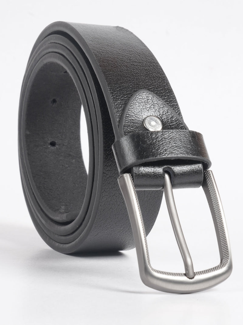 Black Self Textured Leather Belt  (BELT-717)