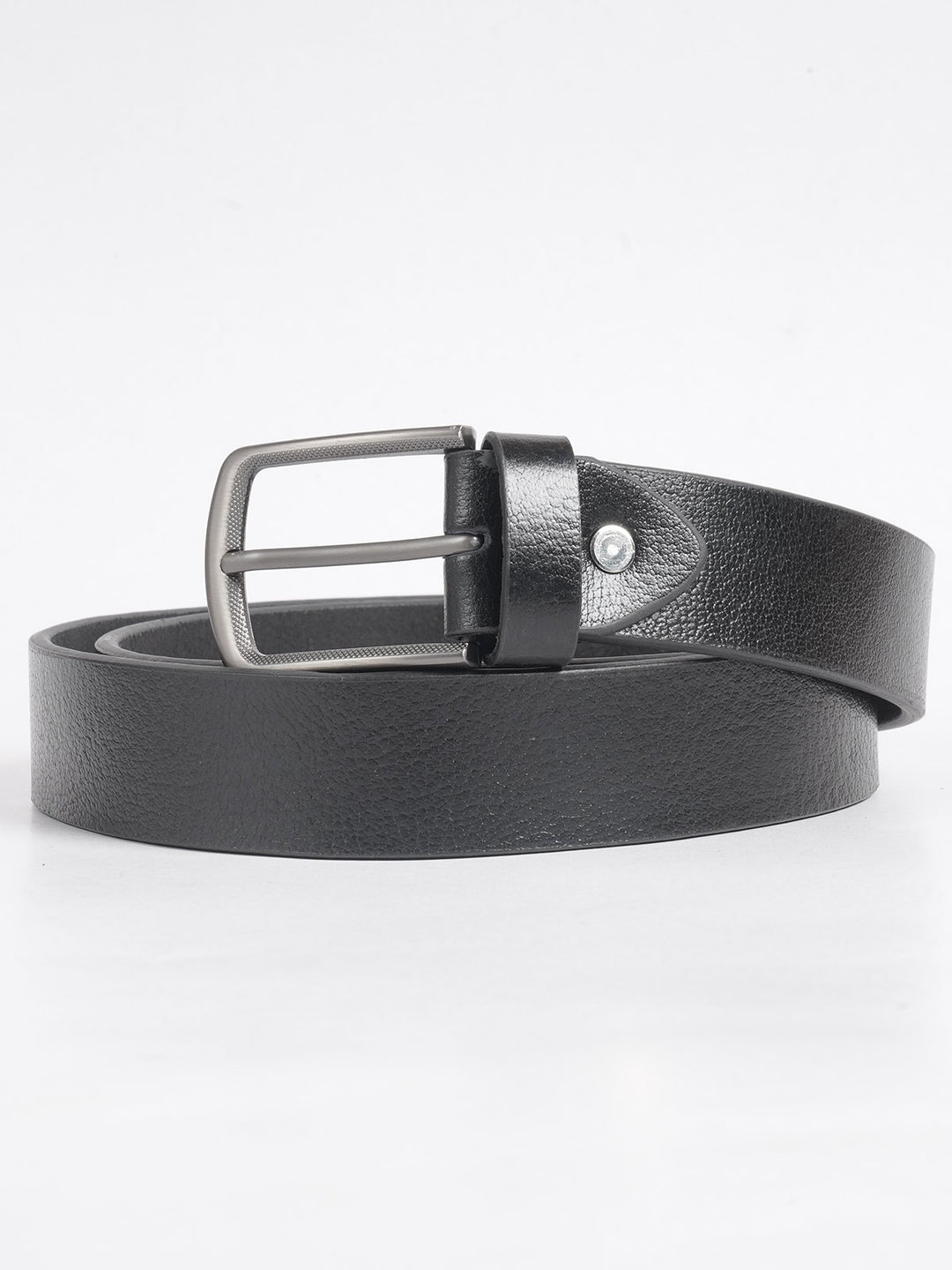 Black Self Textured Leather Belt  (BELT-717)