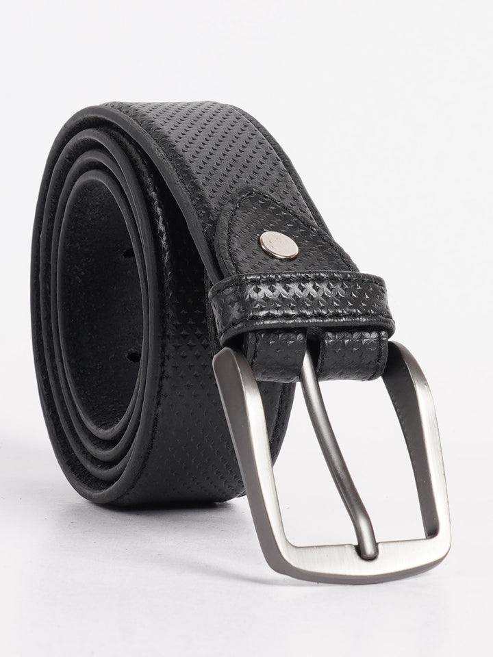 Black Textured Leather Belt (BELT-723)