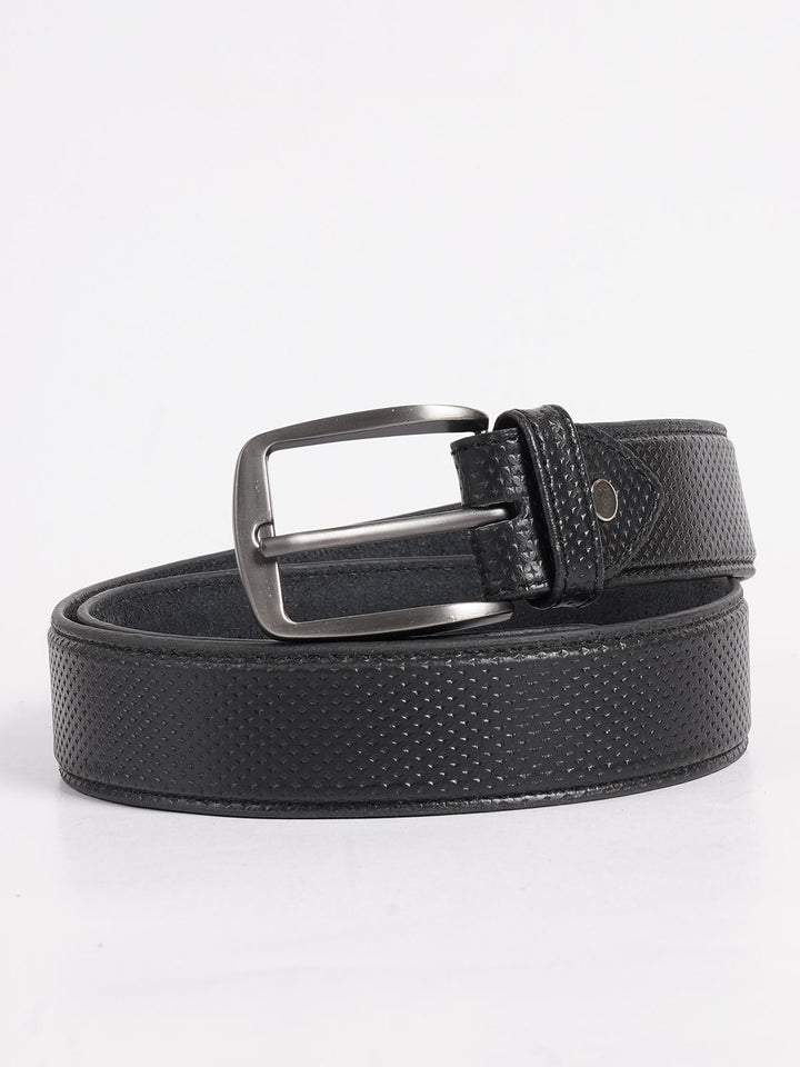 Black Textured Leather Belt (BELT-723)