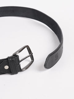 Black Textured Leather Belt (BELT-723)