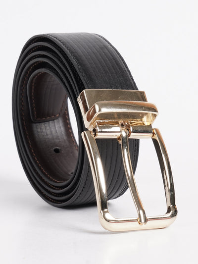 Black & Brown Textured Leather Belt (BELT-727)