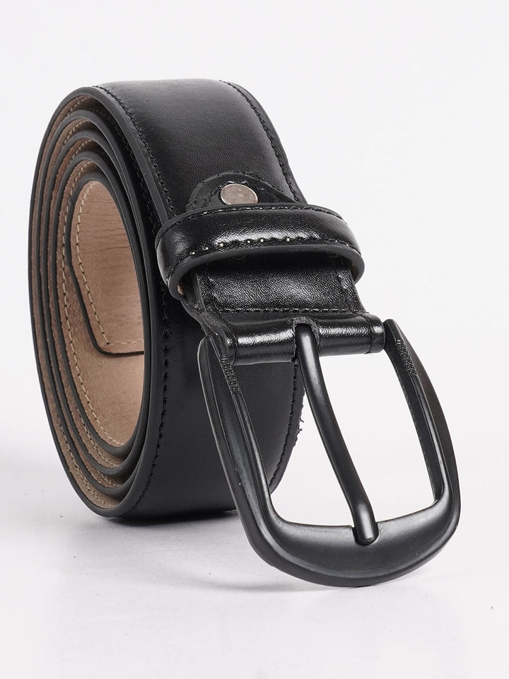 Black & Brown Plain Leather Belt (BELT-728)