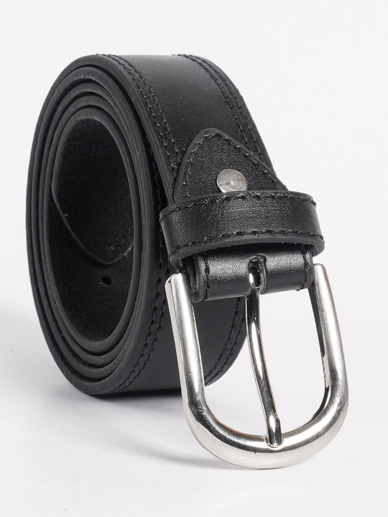 Black Plain Leather Belt (BELT-729)